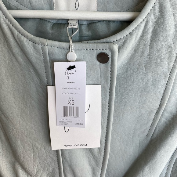 NWT Joie Lamb Leather Jacket Mint Green - Picture 3 of 5